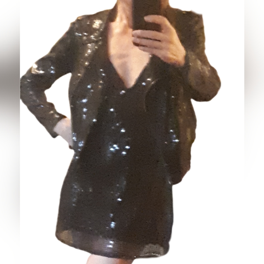 Black Sequin Dress and Jacket Set